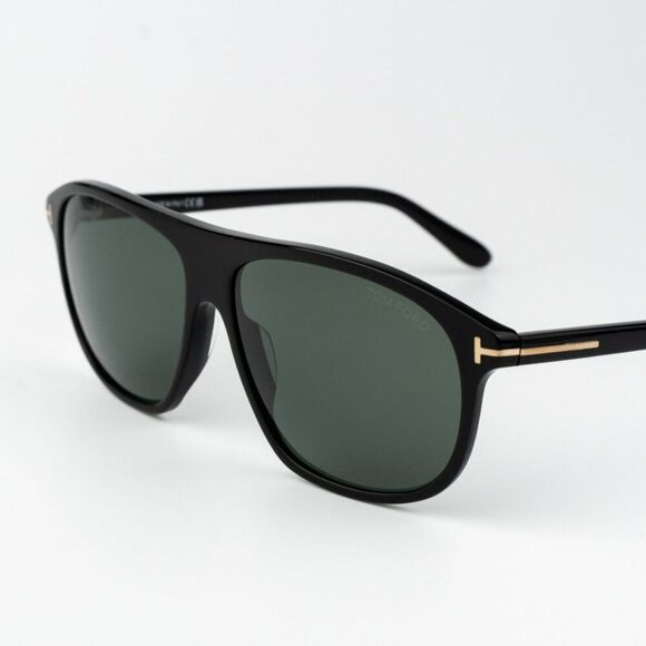 Tom Ford Women Sunglasses Shiny Black Green Polarized Pilot PRESCOTT FT1027 01R main image 11
